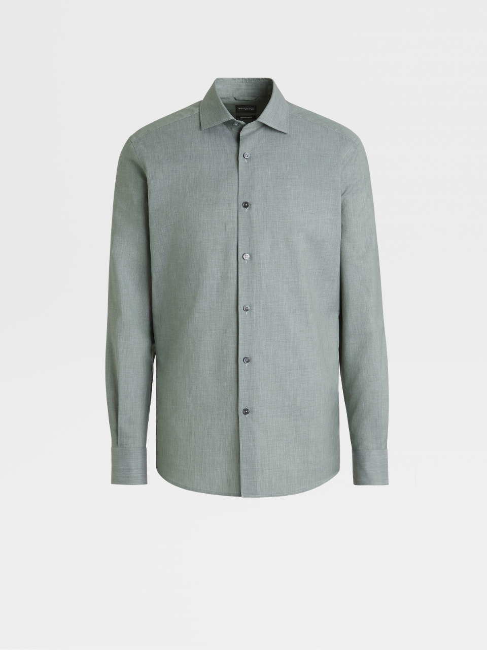 Green Premium Cotton Long-sleeve Shirt, Regular Fit